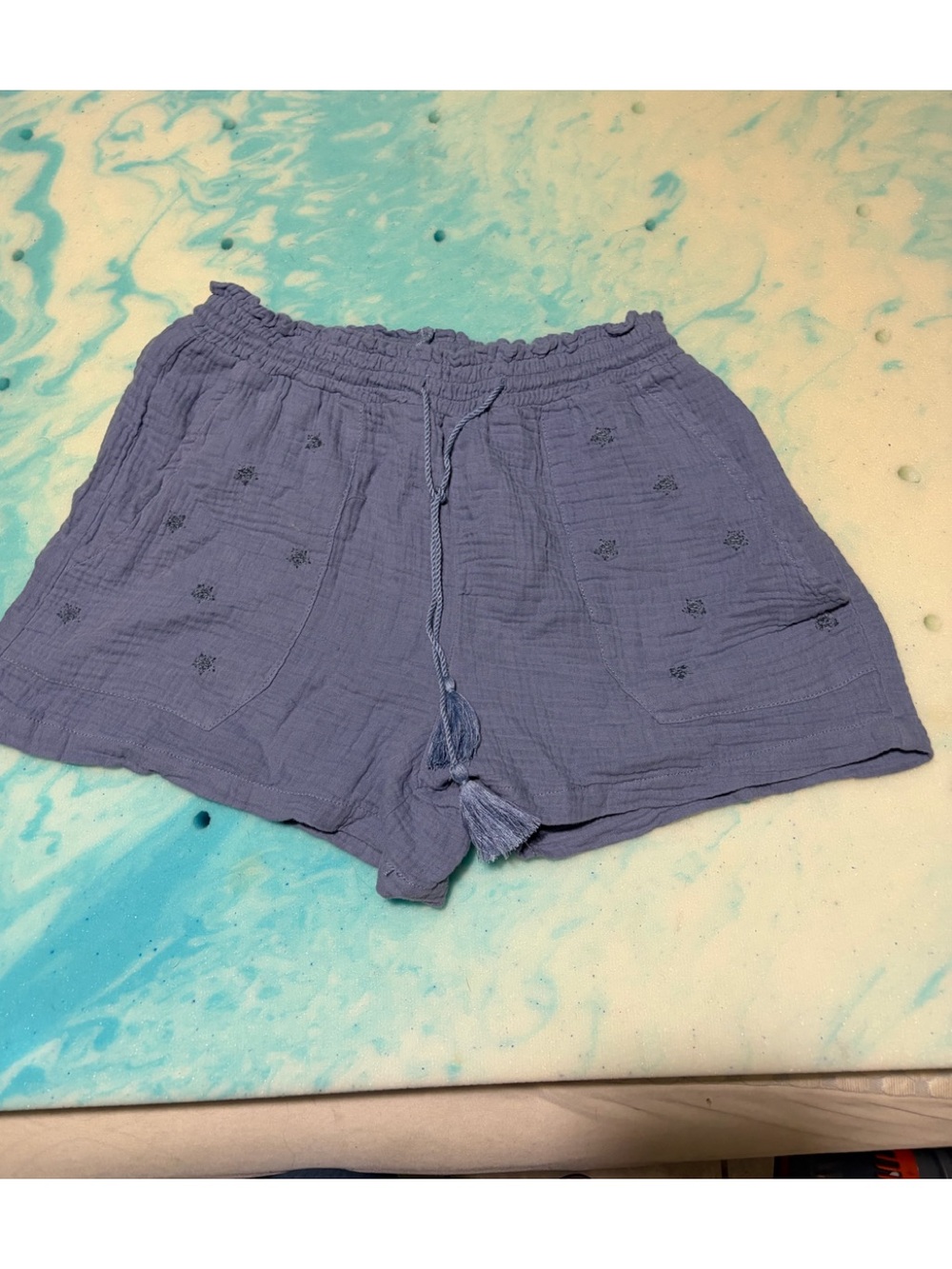 Ban-Jara Light Blue Cotton shorts - Smocked Detail